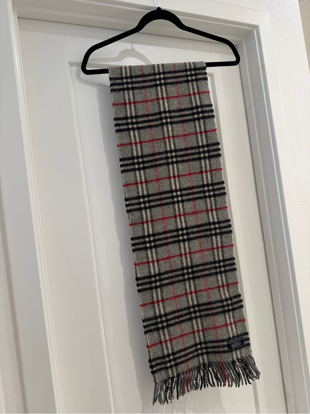 Burberry London Plaid Wool Scarf in Gray